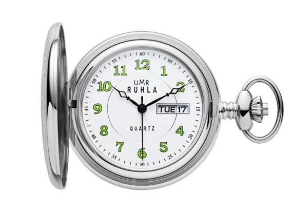 Taschenuhr , Jägeruhr mit Gürteltasche , Taschenuhr mit Sprungdeckel , Taschenuhr " Waidmann "